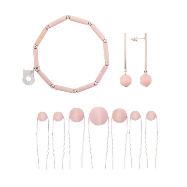 Sydänkäpyseni jewellery set, pink and silver Online