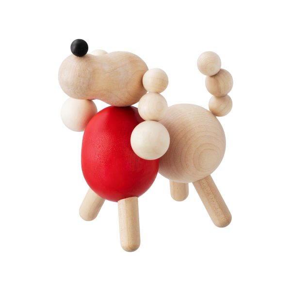 Poodle sculpture, varnished wood and red Angebot